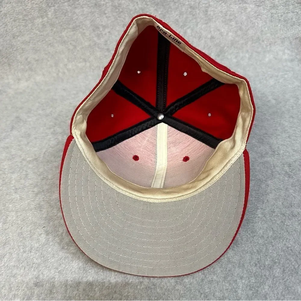Vintage Pro Line Fitted Hat Adult 7-1/8 Red Front T Logo Embroidered USA Made‎